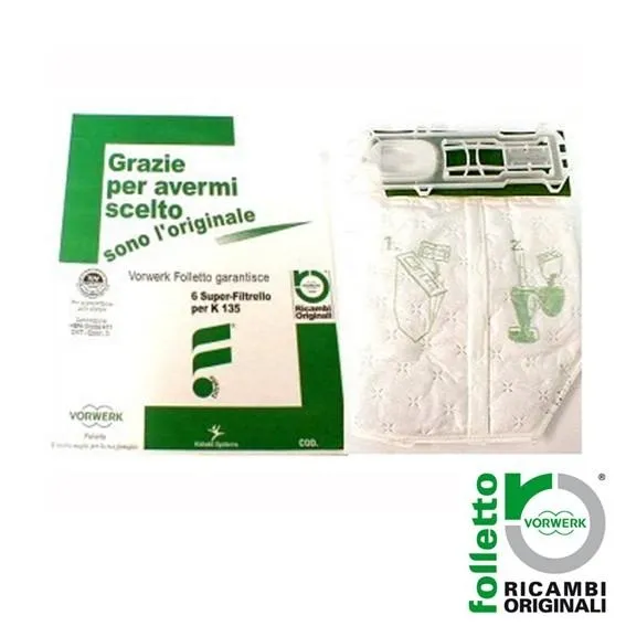 CONF.6PZ SACCHETTI VORWERK FOLLETTO VK 135 136 ORIGINALE